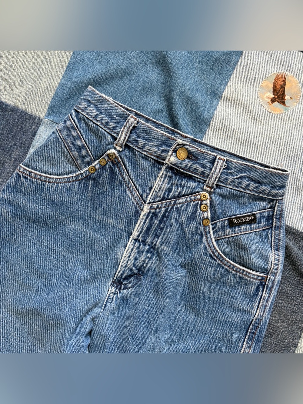 Vintage Rockies Denim Jeans Western Made in USA Distressed 24x34